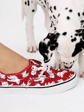 Vans 101 Dalmatians White and Black Red Graphic Detail Print